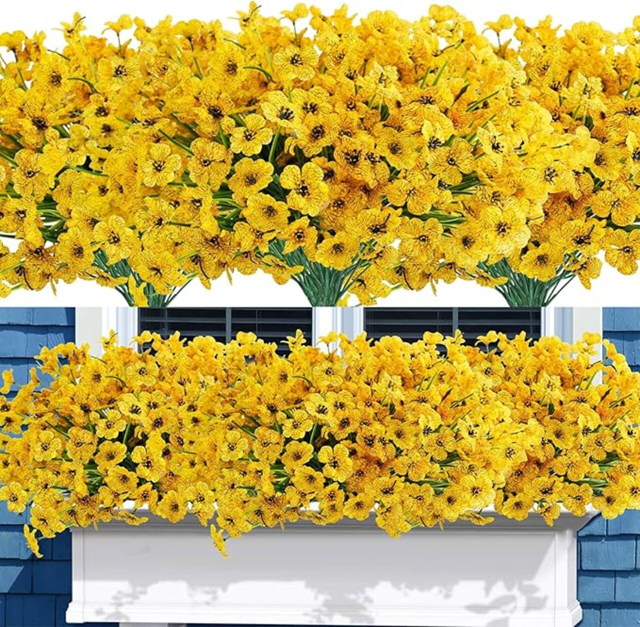 72 Bundles Bulk Artificial Flowers for Outdoors - UV Resistant & No-Fade Yellow Fake Flowers for Garden, Porch & Window Box - 13" Large Silk Floral Stems for Spring & Summer Home Décor